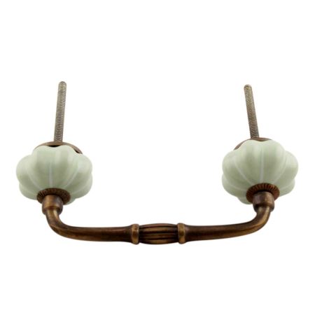 Light Green With Silver Line Medium Melon Ceramic Bridge Handle